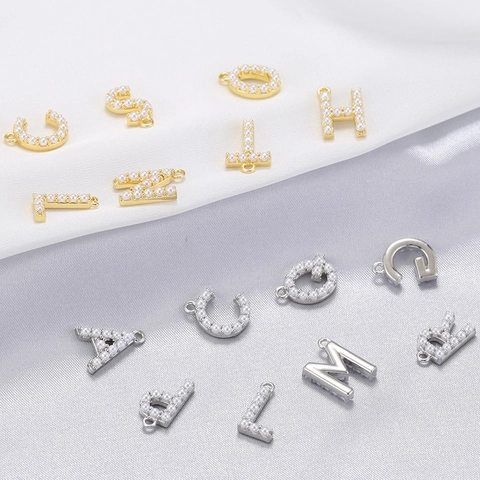 18K Gold Plated Copper Alphabet Letter Pendant With Artificial Pearl Minimalist Charm For DIY Jewelry Making Necklaces