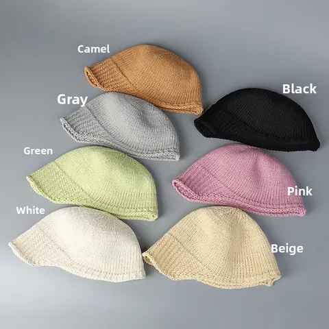 Women Korean Style Knitted Aviator Peaked Cap Breathable Polyester Solid Color Fashionable Sun Hat Beanie For Daily Travel