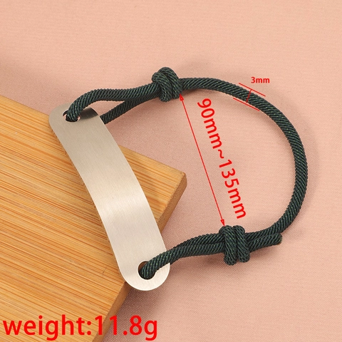Bracelet En Corde Tressée Ajustable Avec Plaque Courbée En Acier Inoxydable Bijoux Minimalistes