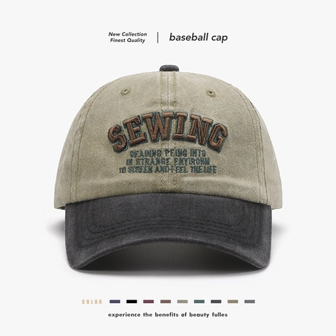 Cappello Da Baseball In Cotone Lavato Retrò Colore A Contrasto Patchwork Ricamo 3D Lettera Cappello Da Sole Regolabile Soft Top