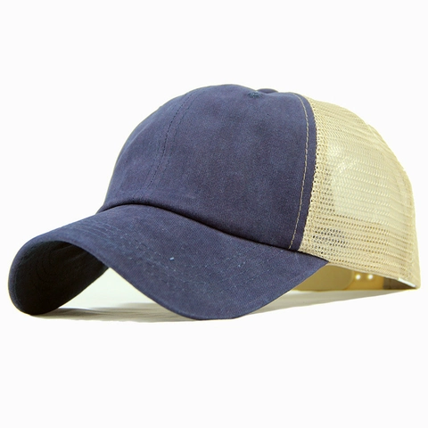 Cappello Trucker In Cotone Lavato Vintage Rete Traspirante Berretto Da Baseball Tinta Unita Regolabile Snapback Unisex