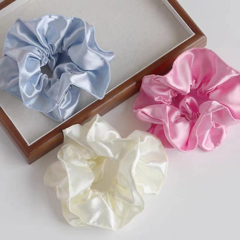 Satin Large Hair Scrunchie Solid Color Oversized Satin Feel Hair Tie Elastic Ballet Style Ponytail Holder For Women