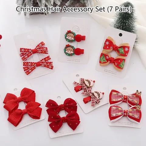 Fermagli Per Capelli Con Fiocco Di Natale Per Neonati Ragazze Bambini Rosso Festivo Renna Babbo Natale Nastro Clip A Coccodrillo