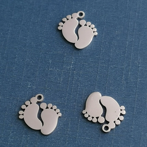 Collar Con Colgante De Huella De Bebé Acero Inoxidable Pulido Dije De Pies Pequeños Joyería Para Mujeres Madres Estilo Minimalista