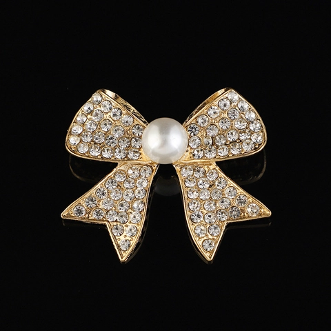 Elegante Spilla a Fiocco in Lega per Donna Design Intagliato Perla Artificiale Strass Intarsiato Accessori per Sciarpe