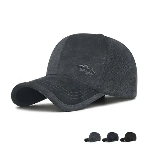 Cappello Da Baseball Invernale Uomo Foderato In Pile Caldo Antivento Regolabile Sport Esterno Ricamo Montagna