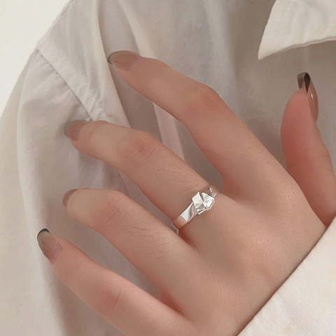 925 Sterling Silver Knot Ring Adjustable Open Band Minimalist Korean Style Finger Rings Fashion Jewelry For Women