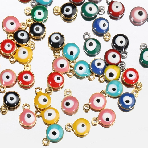 Evil Eye Anhänger Edelstahl Emaille Charms Für DIY Schmuckherstellung Zubehör Miniatur Rund Türkisch Schutzamulett