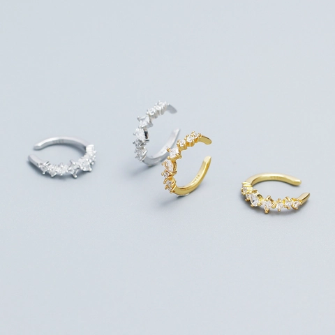 Orecchini Ear Cuff In Argento Sterling 925 Zirconi Senza Buco A Forma Di U Geometrici Minimalisti Da Donna