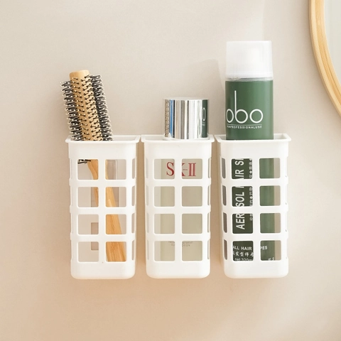 Organizzatore Da Parete Per Attrezzi Per Capelli Cesto Portaoggetti In Plastica HIPS Bianco A Maglia Cava Per Bagno