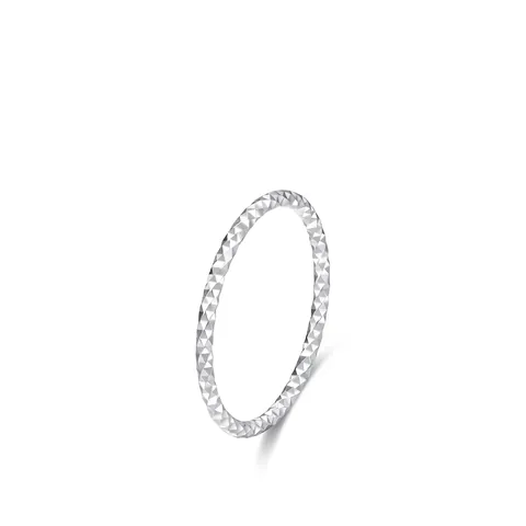 Anello In Argento Sterling 925 Taglio Diamante Strutturato Sottile Scintillante Gioielli Geometrici Minimalisti Da Donna