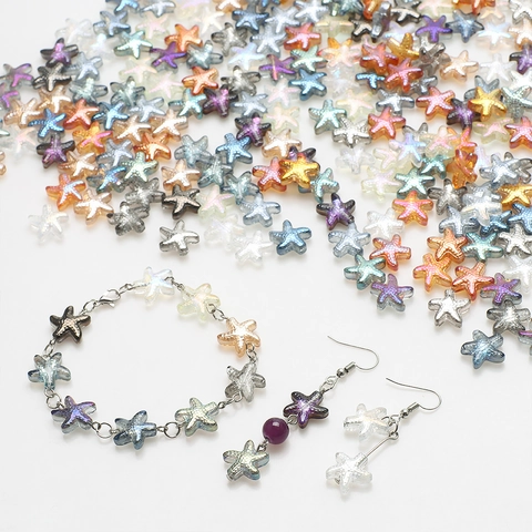 Starfish Glass Crystal Beads Electroplated AB Color Sea Animal Shape DIY Jewelry Making Bracelet Necklace Pendants
