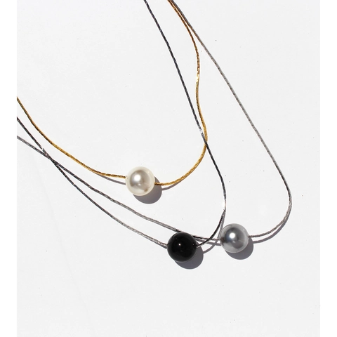 Mode Messing Halskette Echt Verguld Zwarte Agaat Kunstparel Hanger Sleutelbeenketing Sieraden Voor Vrouwen Minimalistische Stijl