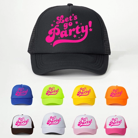 Cappello Trucker Let's Go Party Maglia Poliestere Traspirante Regolabile Protezione Solare Berretto Da Festa