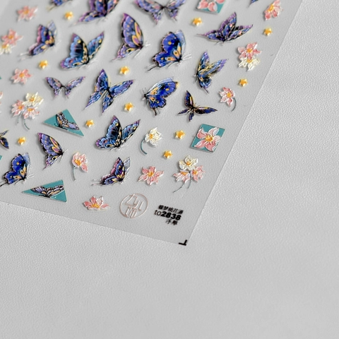 3D Relief Nail Stickers Butterfly Peach Blossom Floral Pattern DIY Manicure Decals Decoration