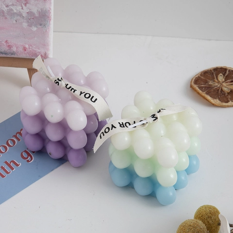 Gradient Bubble Cube Heart Scented Candle Aromatherapy Paraffin Wax Home Decor Ornament Romantic Atmosphere Aesthetic