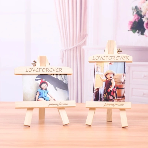 Easel Photo Frame Solid Wood Tripod Desktop Display Natural Decorative Stand Wedding Memorial
