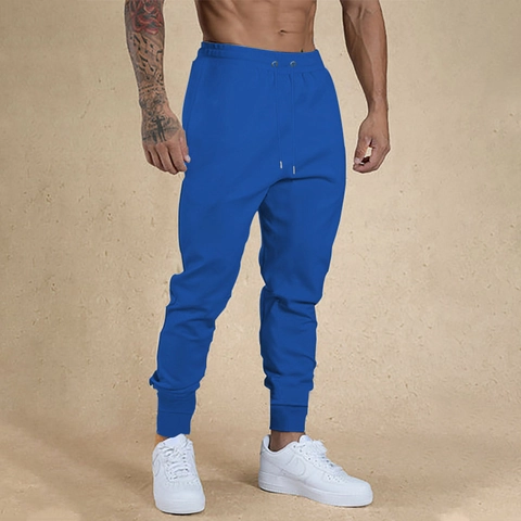 Herren Sportlich Lässig Polyester Einfarbig Kordelzug Joggers Slim Fit Bündchensaum Jogginghose Für Fitness Hose