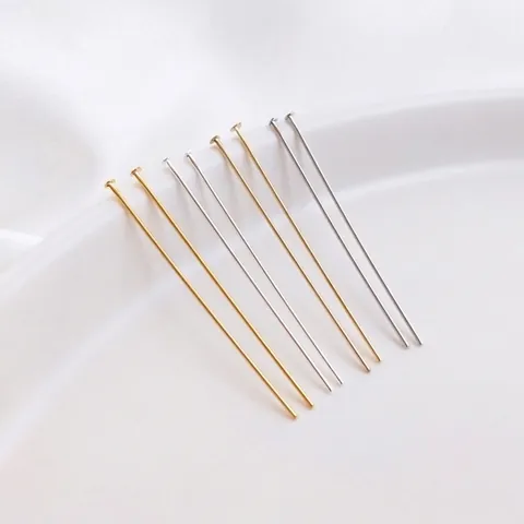 Jewelry Making DIY T Pins Flat Head Pins Real Gold Plated Copper Findings For Beading Crafting Color Retaining Accessory