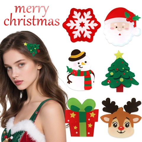Barrettes Cheveux Noël Acrylique Dessin Animé Père Noël Renne Bonhomme De Neige Épingles À Cheveux Enfants Filles Femmes Fête