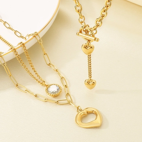 Collana Con Ciondolo A Cuore Barocco Con Acciaio Inossidabile Perla Artificial Di Conchiglia Catena Spliced Gioielli Eleganti Da Donna