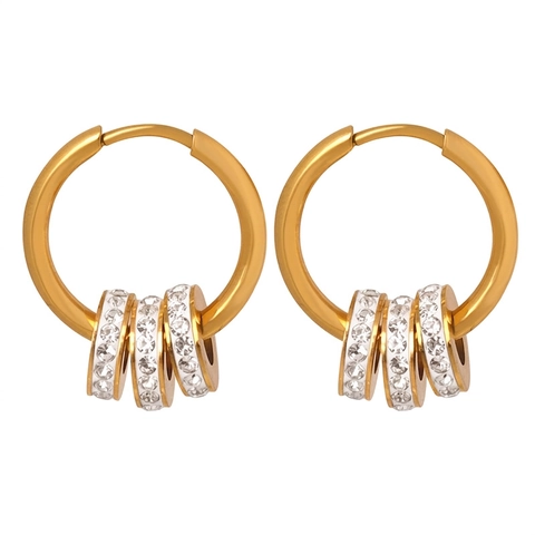 Orecchini A Cerchio In Acciaio Al Titanio Con Pendenti In Zircone Gioielli Geometrici Chic Per Donne