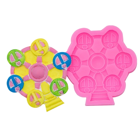 Ferris Wheel Windmill Shape Silicone Mold For DIY Cake Decoration Chocolate Fondant Resin Crafting Tool Pink Gray Hobby