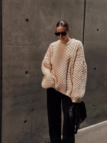 Women Oversized Turtleneck Sweater Twist Knit Long Sleeve Loose Casual Pullover Solid Color Warm Knitwear Top