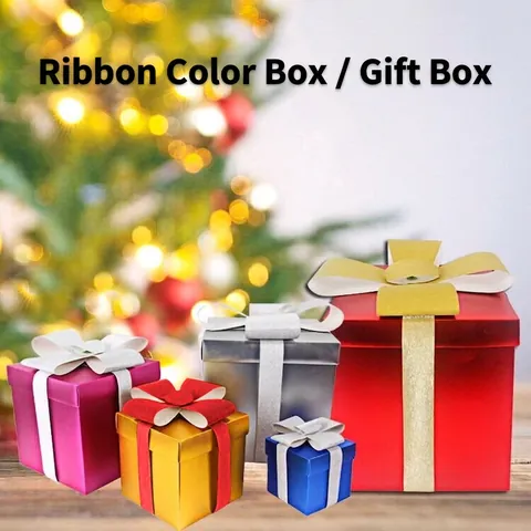 Square Christmas Gift Box With Large Glitter Bow Decorative Paper Festive Party Holiday Ornament Storage