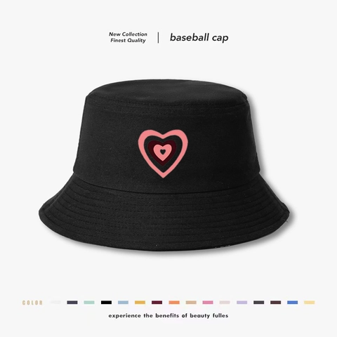 Emmer Hoed Katoen Dames Triple Heart Print Zonbescherming Brede Rand Casual Zoet Modieus Buiten Zonnescherm
