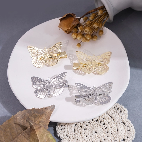 Vlinder Haarspeldjes Elegant Hol Metaal Verguld Zijspelden Mode Haaraccessoires Voor Dames Meisjes