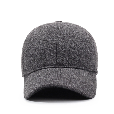 Men Winter Baseball Cap Woolen Thick Warm Hat With Foldable Ear Flaps Outdoor Sports Adjustable Solid Color