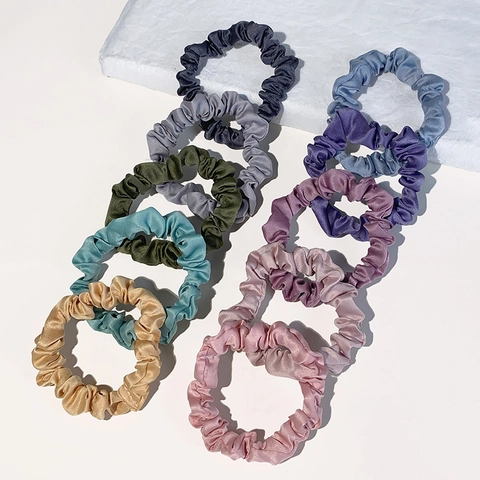 Elastic Satin Satin Scrunchies Large Hair Rings Solid Glossy Hair Ties For Women Elegant French Style Ponytail Holders
