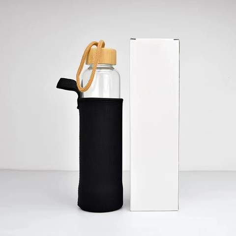 Crystal Energy Water Bottle Natural Stone Borosilicate Glass With Bamboo Lid Eco Friendly Portable Drinkware Luxury Style