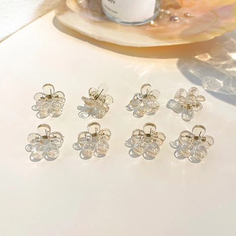 Mini Blumen Haarklammern Acrylharz Kleine Transparente Haarnadeln Mit Strasssteinen Eleganter Kopfschmuck Für Damen