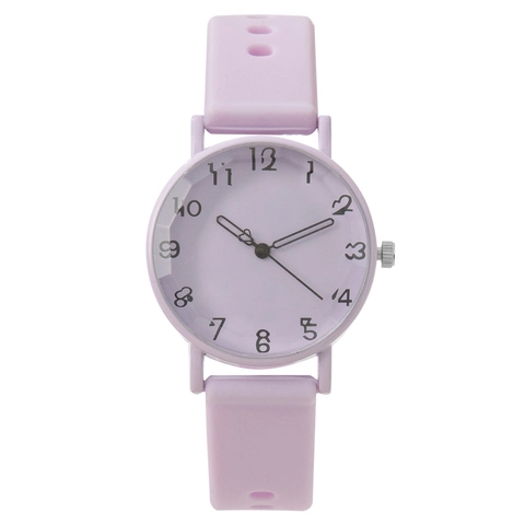 Women's Fashion Minimalist Quartz Watch With Silicone Strap Metal Case Hand-drawn Arabic Numerals Heart Detail Wrist Watch