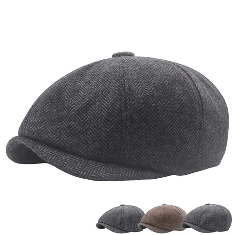 Retro Newsboy Cap Heren Katoen Polyester Mix Verstelbaar Britse Stijl Vintage Flat Ivy Pet Warm