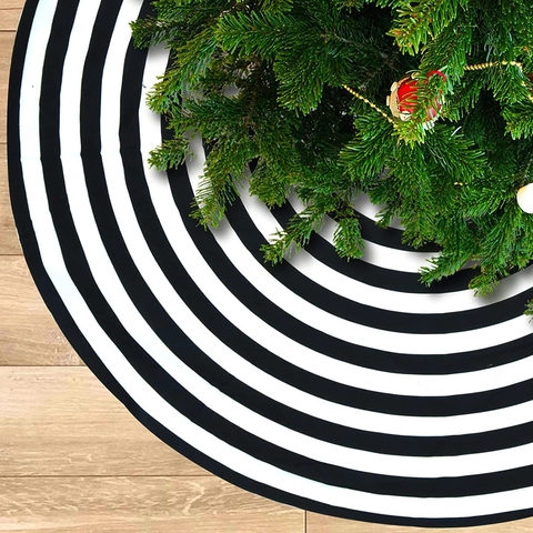 Christmas Tree Skirt Polyester Short Plush Double Layer Starfish Striped Print Holiday Party Floor Decor Modern