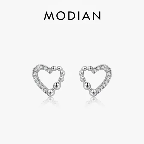 Orecchini A Lobo Cuore Argento Sterling 925 Micro Pavé Di Zirconi Gioielli Con Perline Asimmetrici Regalo Estetico Per Donne