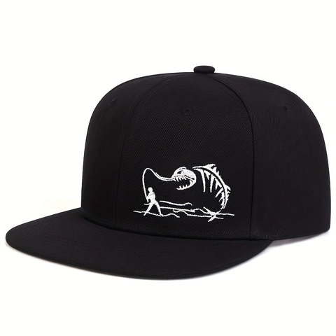 Καπέλο Snapback Μπέιζμπολ Ακρυλικό Κεντημένο Κόκαλο Ψαριού Επίπεδο Γείσο Ρυθμιζόμενο Casual Streetwear Για Άνδρες Γυναίκες
