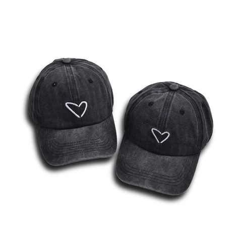 Gorra de Béisbol de Algodón Lavado Vintage con Bordado de Corazón Desgastado Ajustable Dad Hat para Mujeres Niños Parasol Exterior