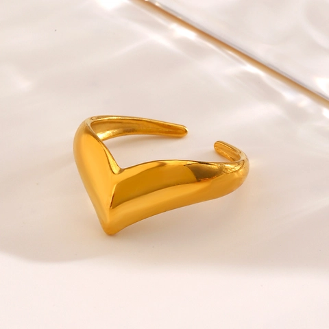 Minimalistischer Edelstahl V-Form Offener Ring Für Damen Verstellbarer Glänzender Geometrischer Fingerring Mode Schmuck