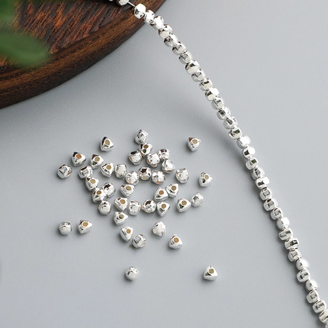 925 Sterling Silver Geometric Triangle Spacer Beads Irregular Loose Beads For DIY Jewelry Making Necklaces Bracelets