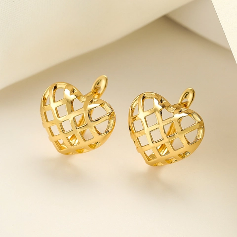Orecchini A Cerchio Cuore Traforato Geometrici Rame Minimalista Retro Stile Francese Da Donna Gioielli
