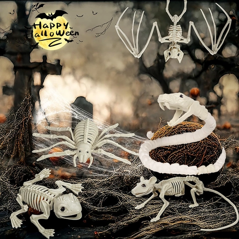 Halloween Skelett Dekoration Haltbarer Kunststoff Bewegliches Gelenk Tier Mensch Knochenmodell Spukhaus Party Requisite Horror