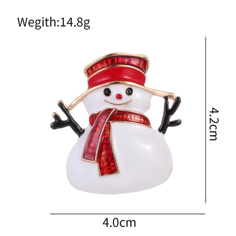 Broche Bonhomme De Neige Émail Alliage Noël Hiver Bijoux Cadeau Décoration Pour Costumes