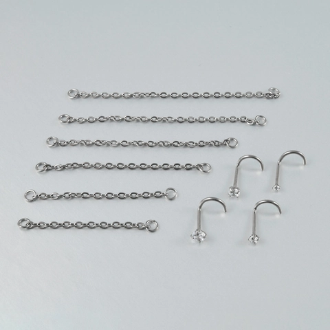 Gioielli Per Piercing Al Naso In Titanio G23 Zircone Catena A Doppio Strato Labret Stud Accessori Per Piercing