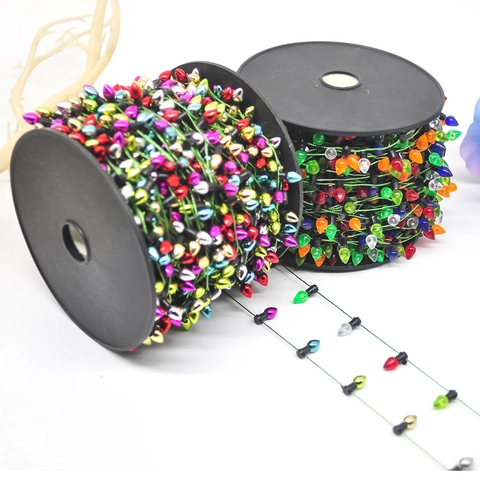 Christmas Mini Bulb Shaped Decorative Bead Chain Multi Color Plastic Electroplated For DIY Garland Xmas Tree Ornaments