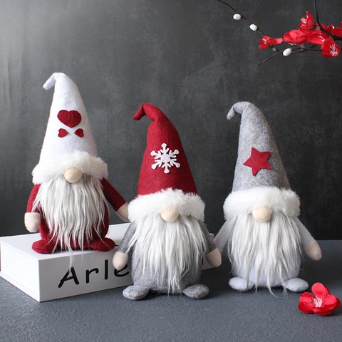 Christmas Gnome Plush Doll Ornaments Handmade Nordic Swedish Tomte Faceless Decoration For Holiday Home Party