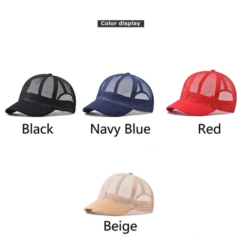 Breathable Mesh Trucker Hat Cotton Polyester Quick Dry Short Brim Baseball Cap For Outdoor Sun Protection Unisex